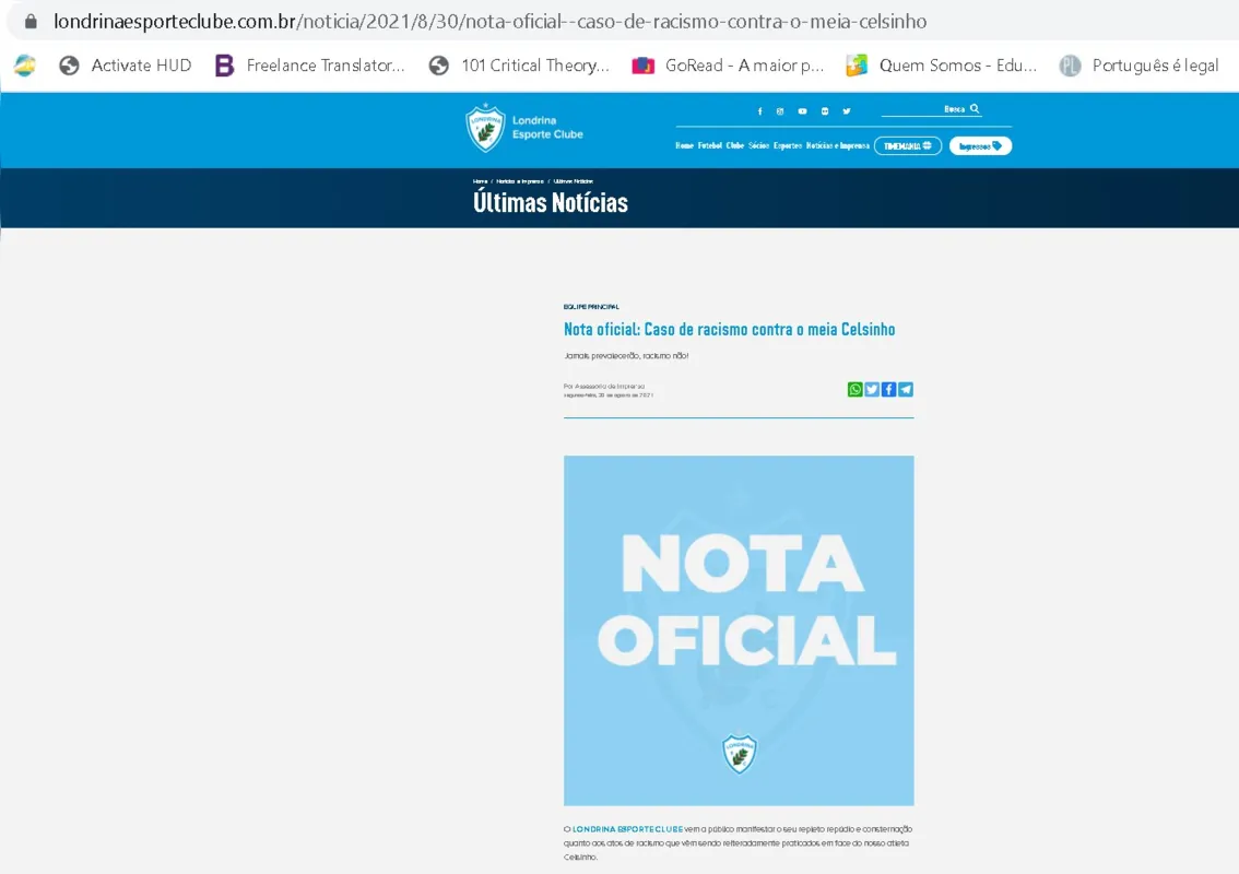 Nota Oficial - Londrina Esporte Clube