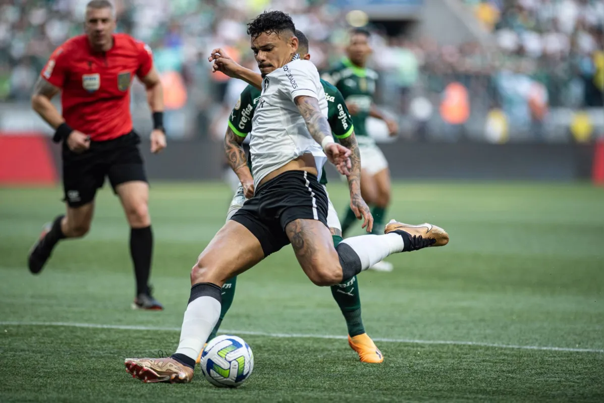 O artilheiro Tiquinho Soares chegou a dez gols no Brasileirão ao marcar diante do Palmeiras